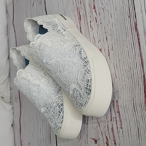 SeaVees White Lace Slip-On Sneakers with Platform Sole NWOT Size 8 - Picture 8 of 9